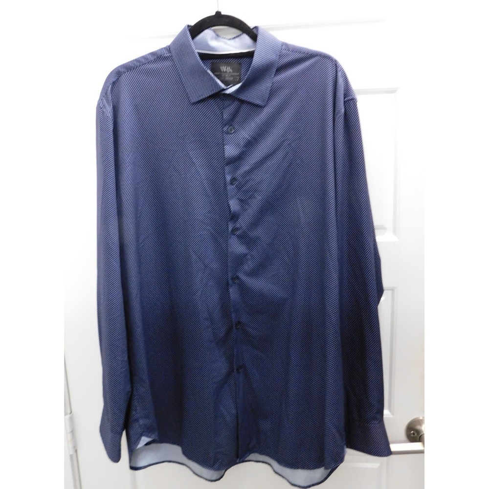 WRK Work Rest Karma Button Down 4 Way Stretch Blue Polka Dot Men's sz 18